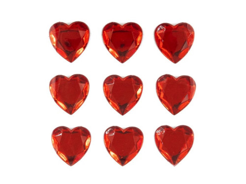Diamond Heart stickers - red, 1,7 cm, 9 pcs.