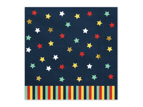 Napkins with stars - navy blue, 12 pcs.
