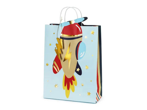 Gift paper bag Airplane - blue, 10 x 24 x 35,5 cm