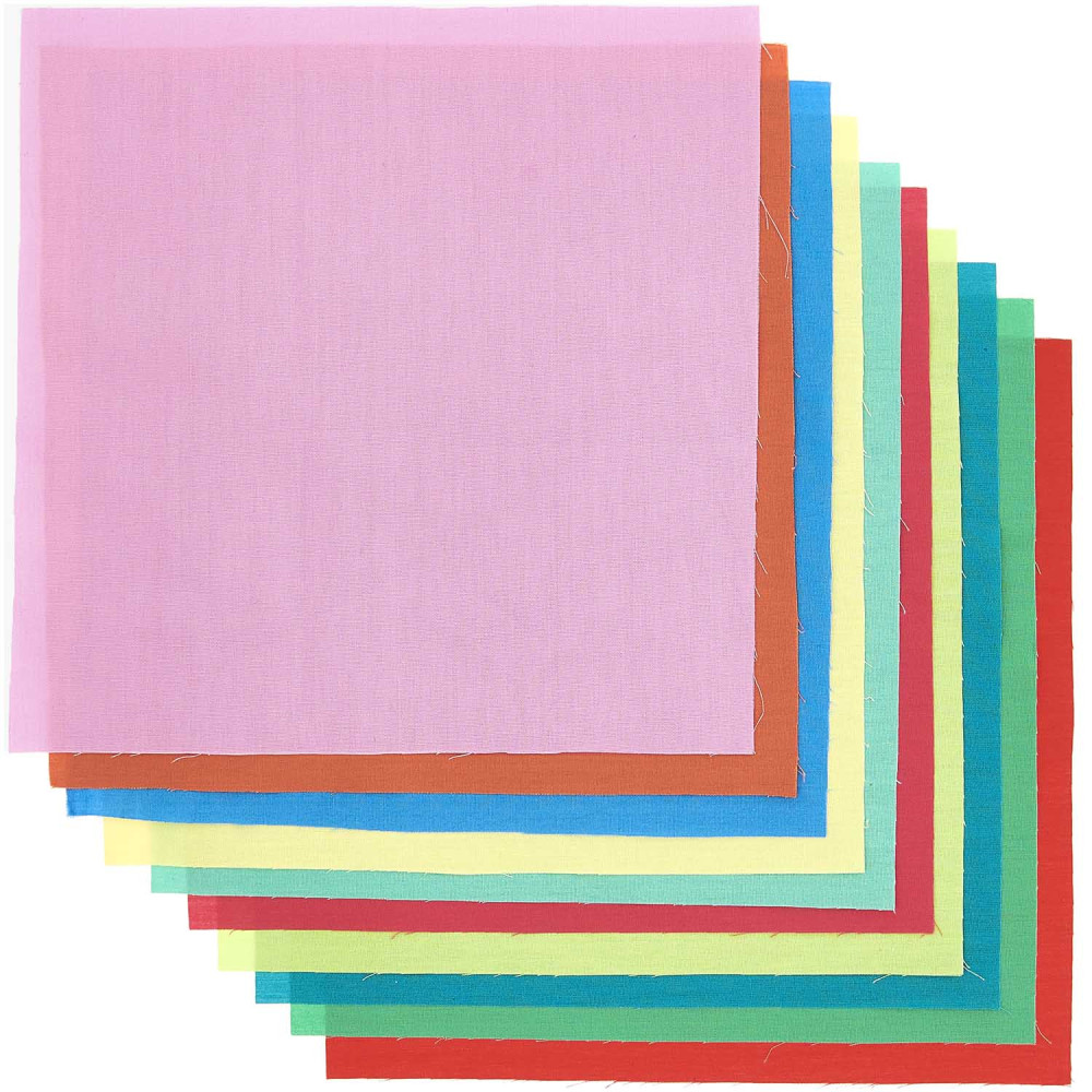 Fabric for embroidery - Rico Design - Bright Colors, 20 x 20 cm, 10 pcs.