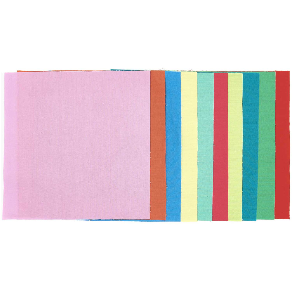 Fabric for embroidery - Rico Design - Bright Colors, 20 x 20 cm, 10 pcs.