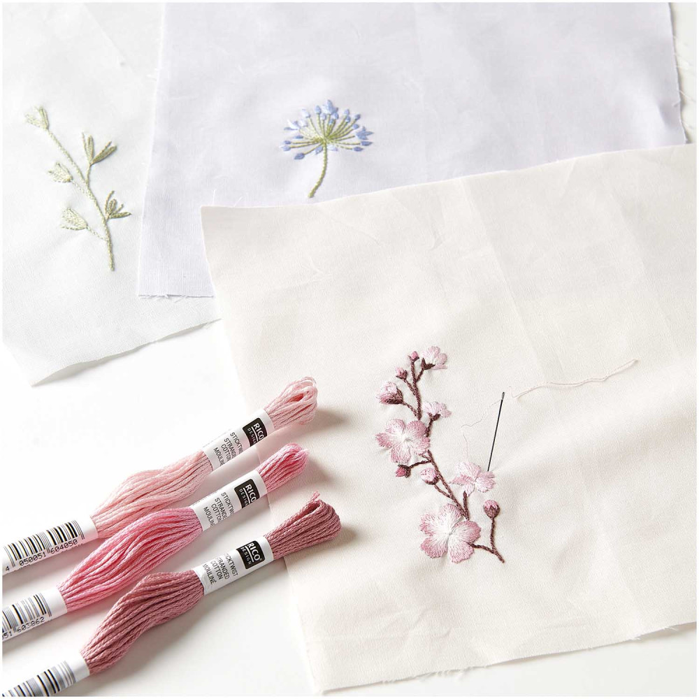 Fabric for embroidery - Rico Design - Herbarium Colors, 20 x 20 cm, 10 pcs.