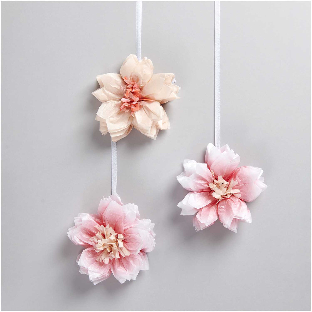 Kwiaty Wiśni z bibuły - Rico Design - różowe, 11 cm, 3 szt.