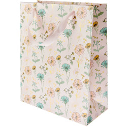 Paper gift bag Flowers - Rico Design - pink, 22 x 32 x 12 cm