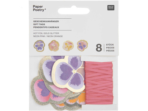 Gifts tags Futschikato Pansies - Paper Poetry - pink, 8 pcs.
