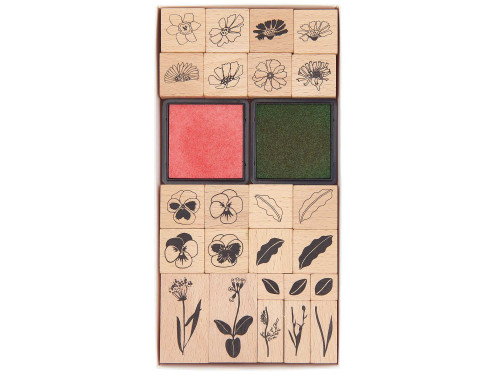 Set of wooden stamps Futschikato Flowers - Paper Poetry - 24 pcs.