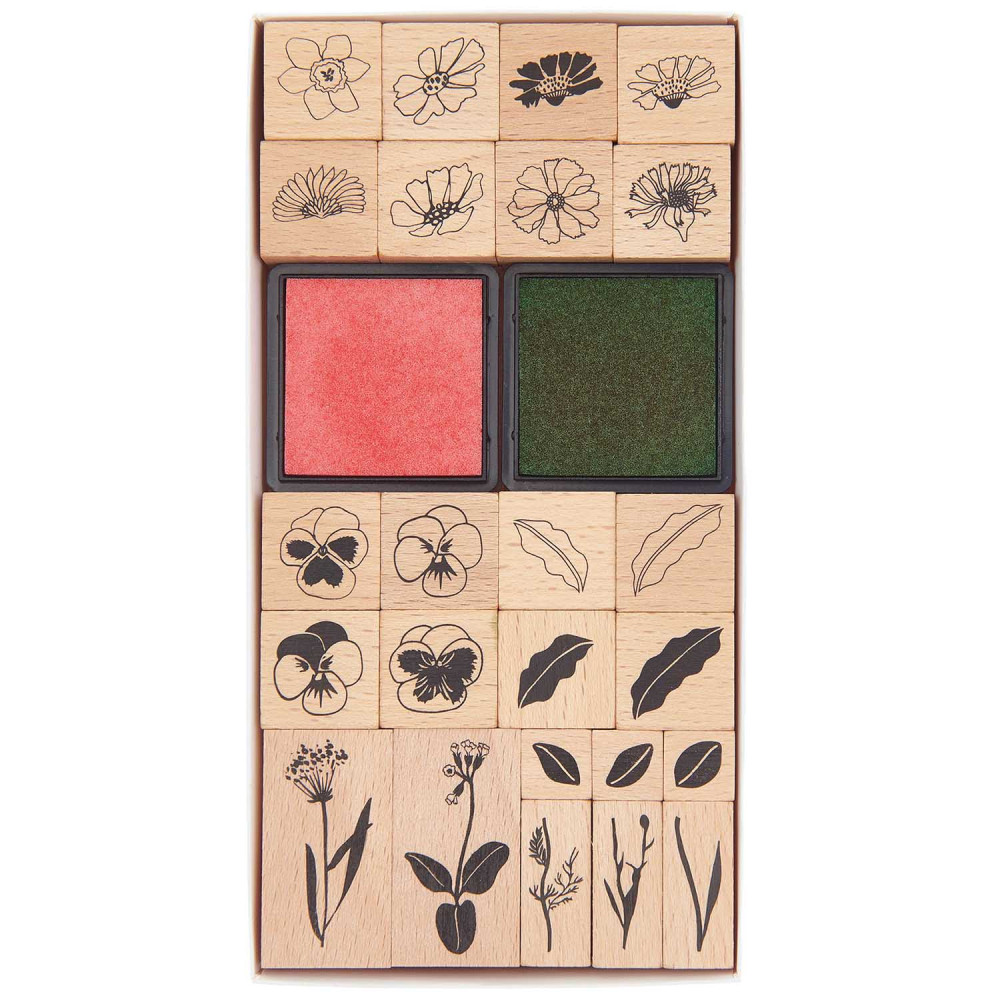 Set of wooden stamps Futschikato Flowers - Paper Poetry - 24 pcs.