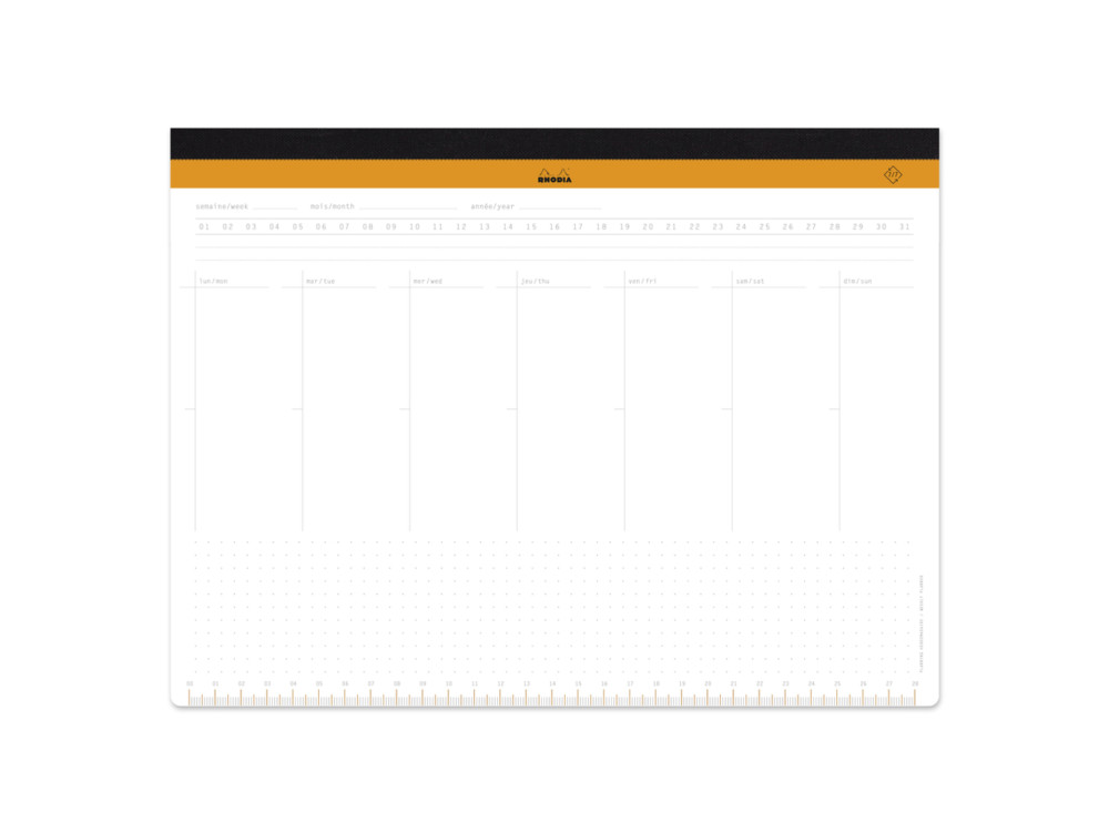 Undated weekly Desk Pad - Rhodia - A4+, 80 g, 60 sheets