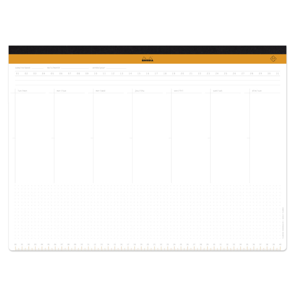 Undated weekly Desk Pad - Rhodia - A3+, 80 g, 60 sheets