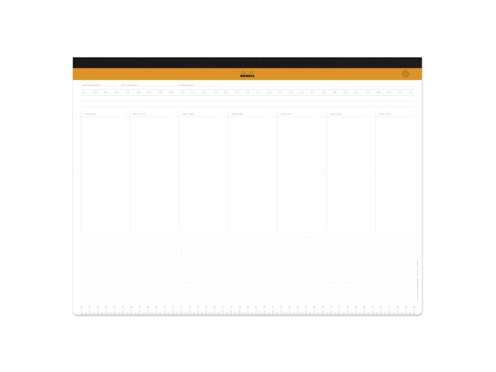 Undated weekly Desk Pad - Rhodia - A3+, 80 g, 60 sheets