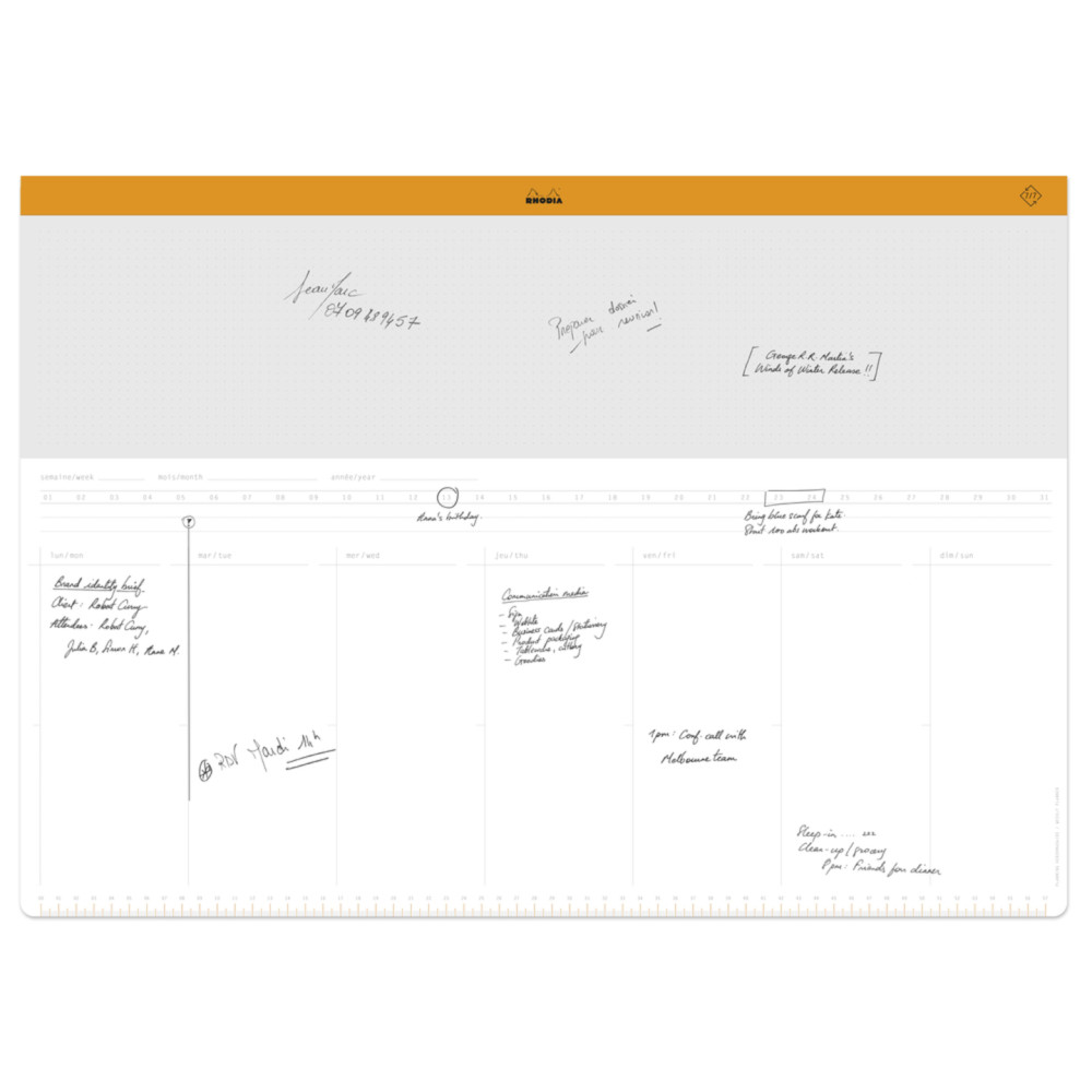 Undated weekly Desk Pad - Rhodia - A2, 80 g, 30 sheets
