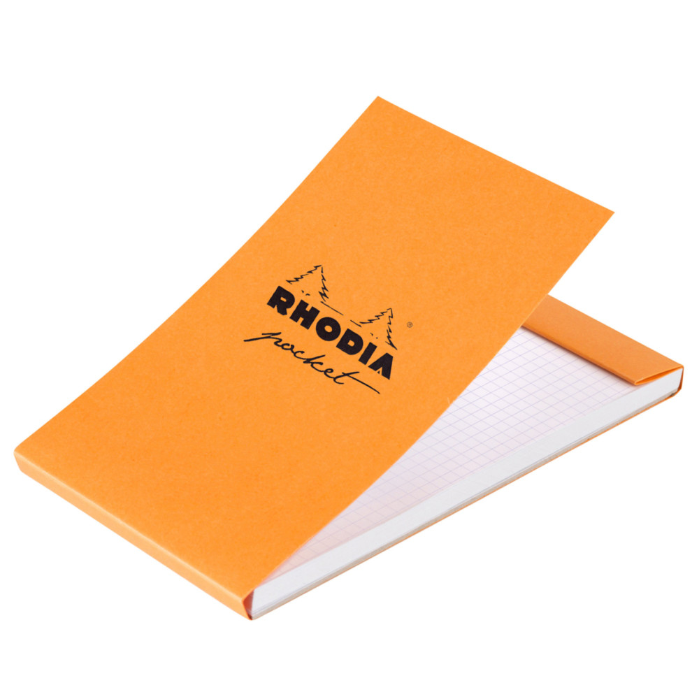 Pocket notepad - Rhodia - orange, squared, 7,5 x 12 cm, 80 g, 40 sheets