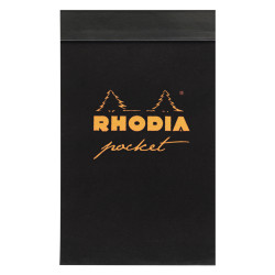 Pocket notepad - Rhodia - black, squared, 7,5 x 12 cm, 80 g, 40 sheets