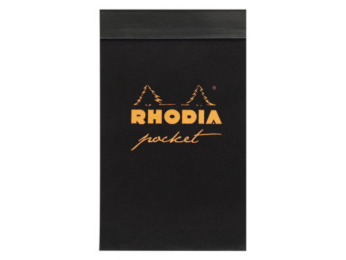 Pocket notepad - Rhodia - black, squared, 7,5 x 12 cm, 80 g, 40 sheets
