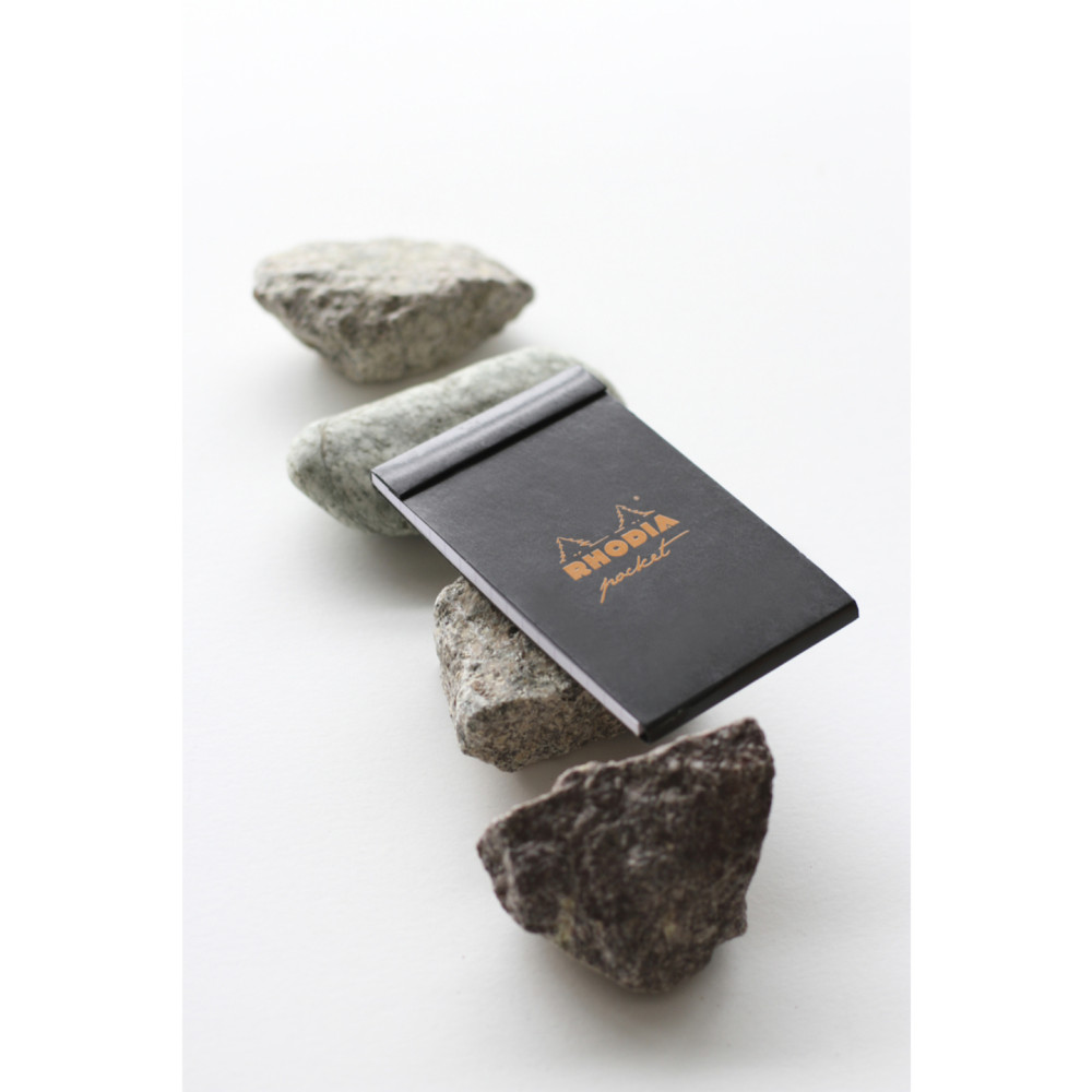 Pocket notepad - Rhodia - black, squared, 7,5 x 12 cm, 80 g, 40 sheets
