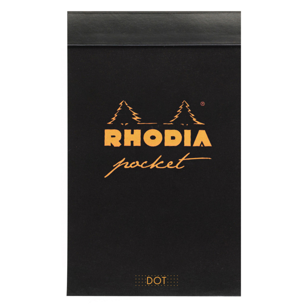 Pocket notepad - Rhodia - black, dotted, 7,5 x 12 cm, 80 g, 40 sheets