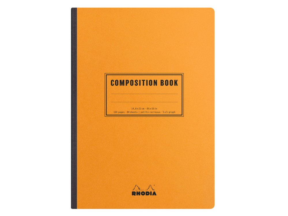Composition Book - Rhodia - orange, squared, soft cover, A5, 80 g, 80 sheets