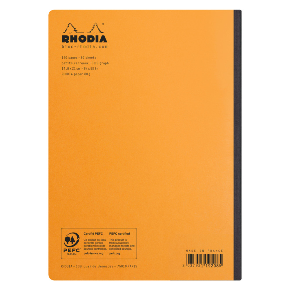 Notes - Rhodia - pomarańczowy, w kratkę, miękka okładka, A5, 80 g, 80 ark.