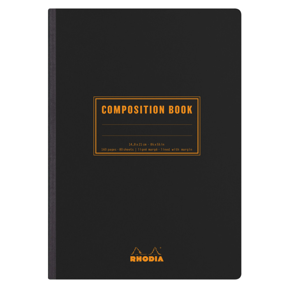 Composition Book - Rhodia - black, lined, soft cover, A5, 80 g, 80 sheets