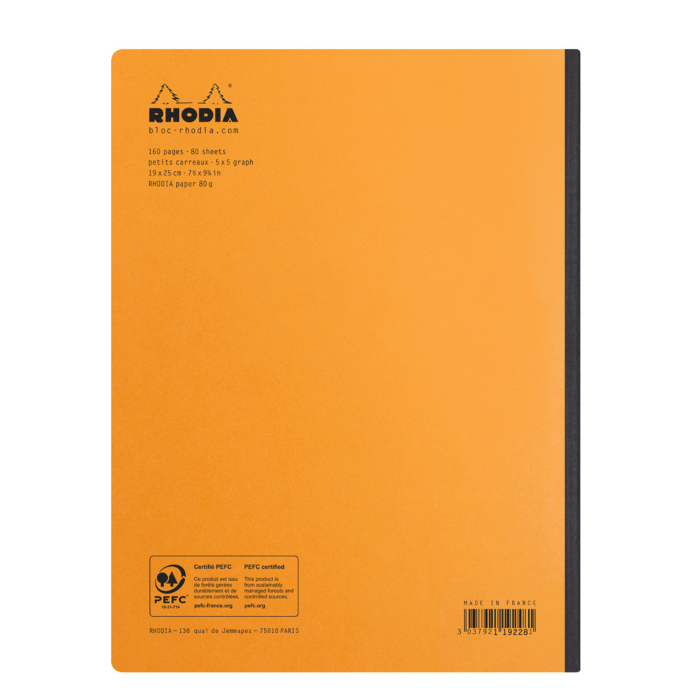 Notes - Rhodia - pomarańczowy, w kratkę, miękka okładka, B5, 80 g, 80 ark.