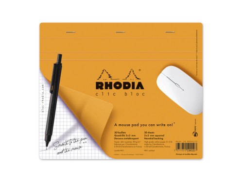 Clic Bloc Mouse Pad - Rhodia - orange, squared, 19 x 23 cm, 80 g, 30 sheets