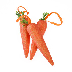 Styrofoam glitter carrots - 14 cm, 3 pcs.