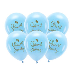 Latex Eco balloons, Chrzest Święty - blue, 33 cm, 6 pcs.