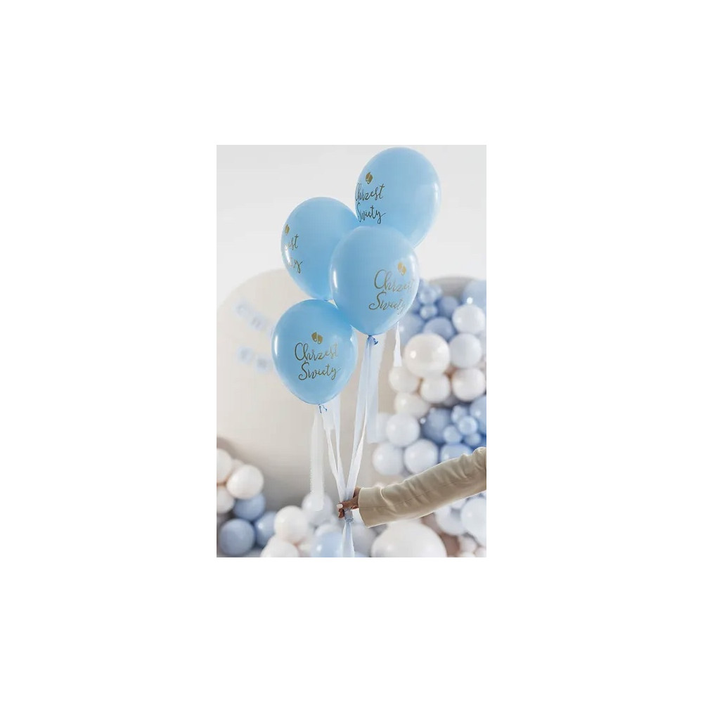 Balony lateksowe Eco, Chrzest Święty - błękitne, 33 cm, 6 szt.