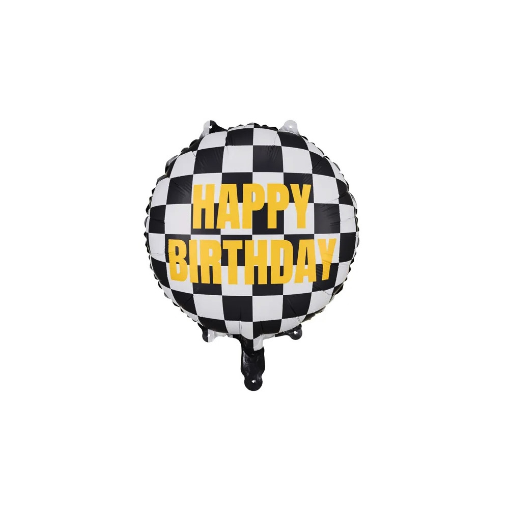 Balon foliowy Szachownica Happy Birthday - 35 cm