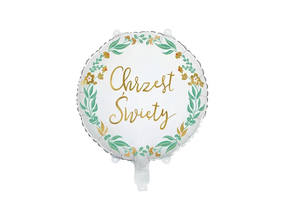 Balon foliowy Chrzest Święty - biały, 35 cm