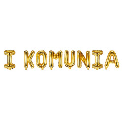 Foil balloon I Komunia - gold, 35 x 210 cm