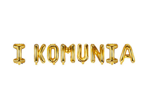 Foil balloon I Komunia - gold, 35 x 210 cm
