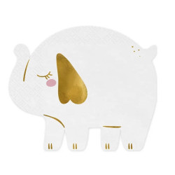 Elephant paper napkins - white, 13,5 x 16 cm, 12 pcs.