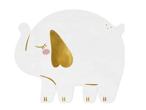 Elephant paper napkins - white, 13,5 x 16 cm, 12 pcs.
