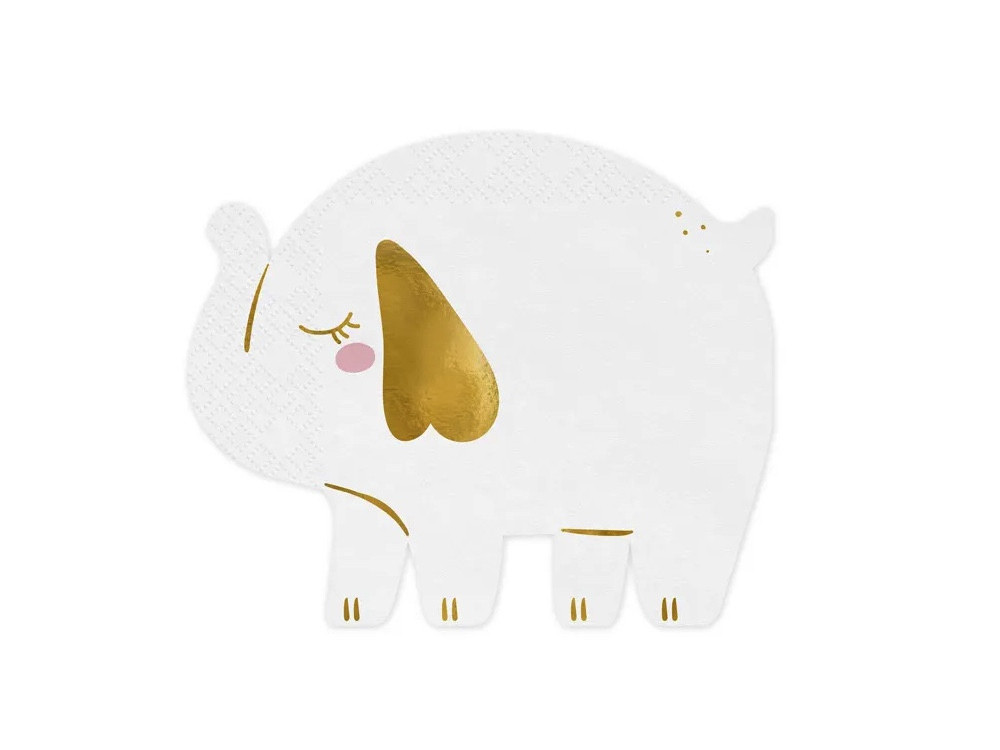 Elephant paper napkins - white, 13,5 x 16 cm, 12 pcs.