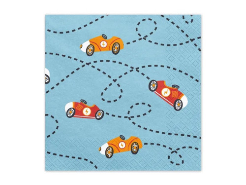 Cars paper napkins - blue, 16,5 x 16,5 cm, 12 pcs.