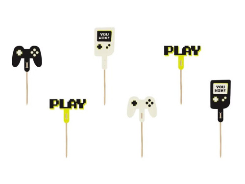 Cupcakes toppers Gamer - 6-10,6 cm, 6 pcs.