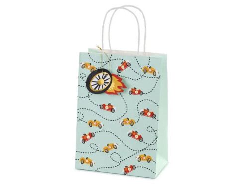 Gift paper bag Cars - blue, 10,5 x 18 x 25 cm