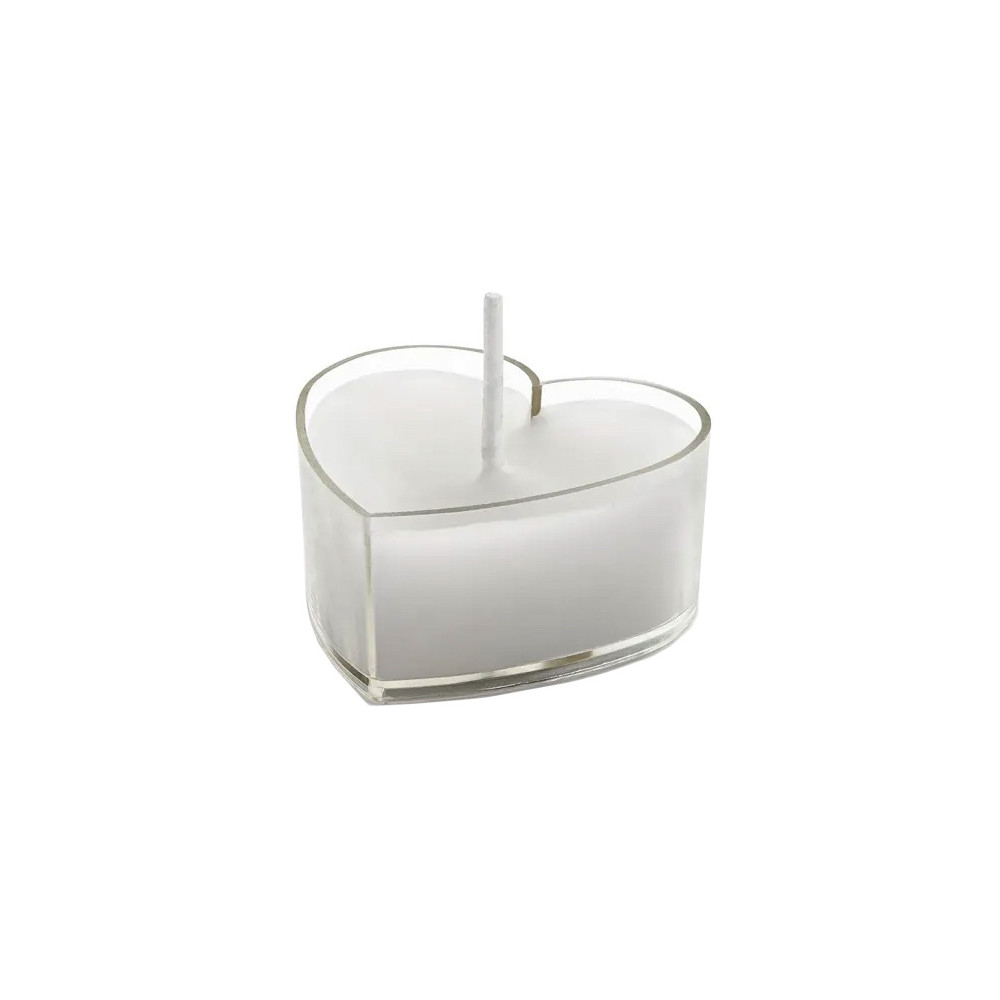 Heart candles, tealights - white, 4 cm, 10 pcs.