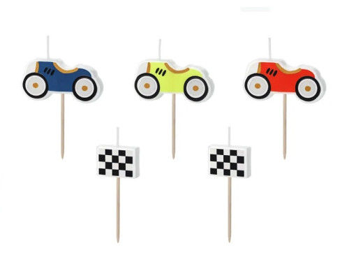Birthday candles Cars - 2-3 cm, 5 pcs.
