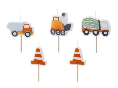 Birthday candles Road Machinery - 3-4,5 cm, 5 pcs.