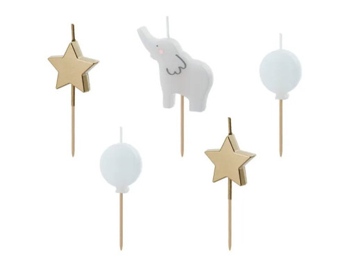 Birthday candles Elephant - 3-5 cm, 5 pcs.