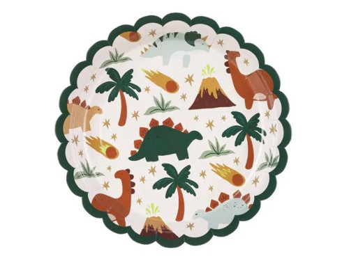 Dinosaurs paper plates - 18 cm, 6 pcs.