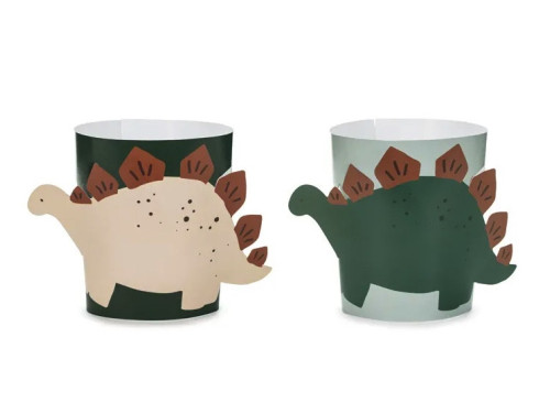 Adjustable paper cups sleeves Dinosaurs - 6 pcs.