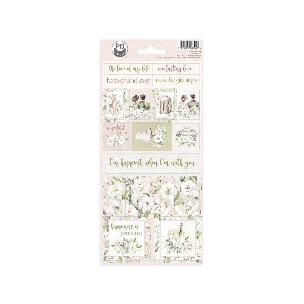 Set of paper stickers 10,5 x 23 cm - Piątek Trzynastego - Love and lace 02
