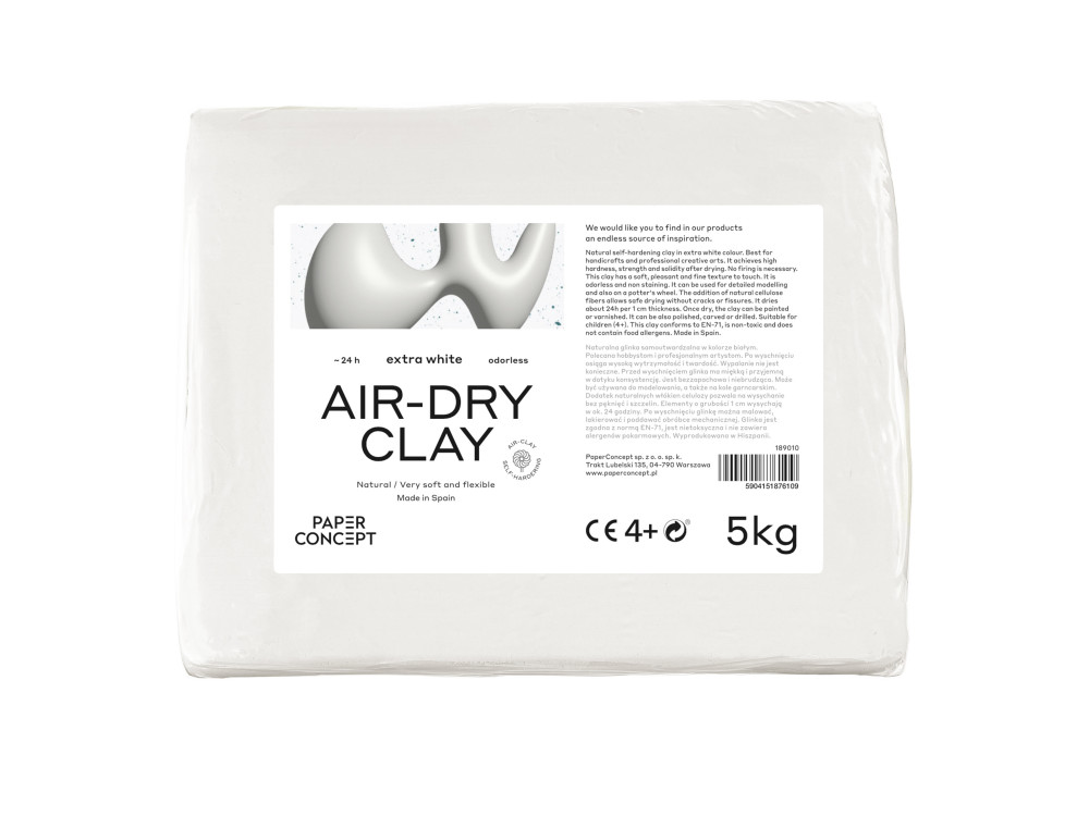 Glinka samoutwardzalna Air-Dry Clay - PaperConcept - Extra White 5 kg