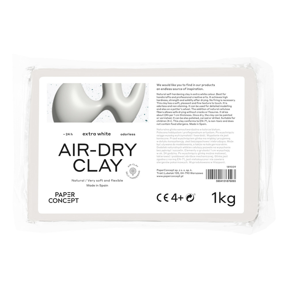 Air-Dry pottery clay - PaperConcept - Extra White, 1 kg