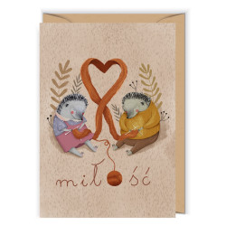 Greeting card 12 x 17 cm - Cudowianki - Knitting Hedgehogs
