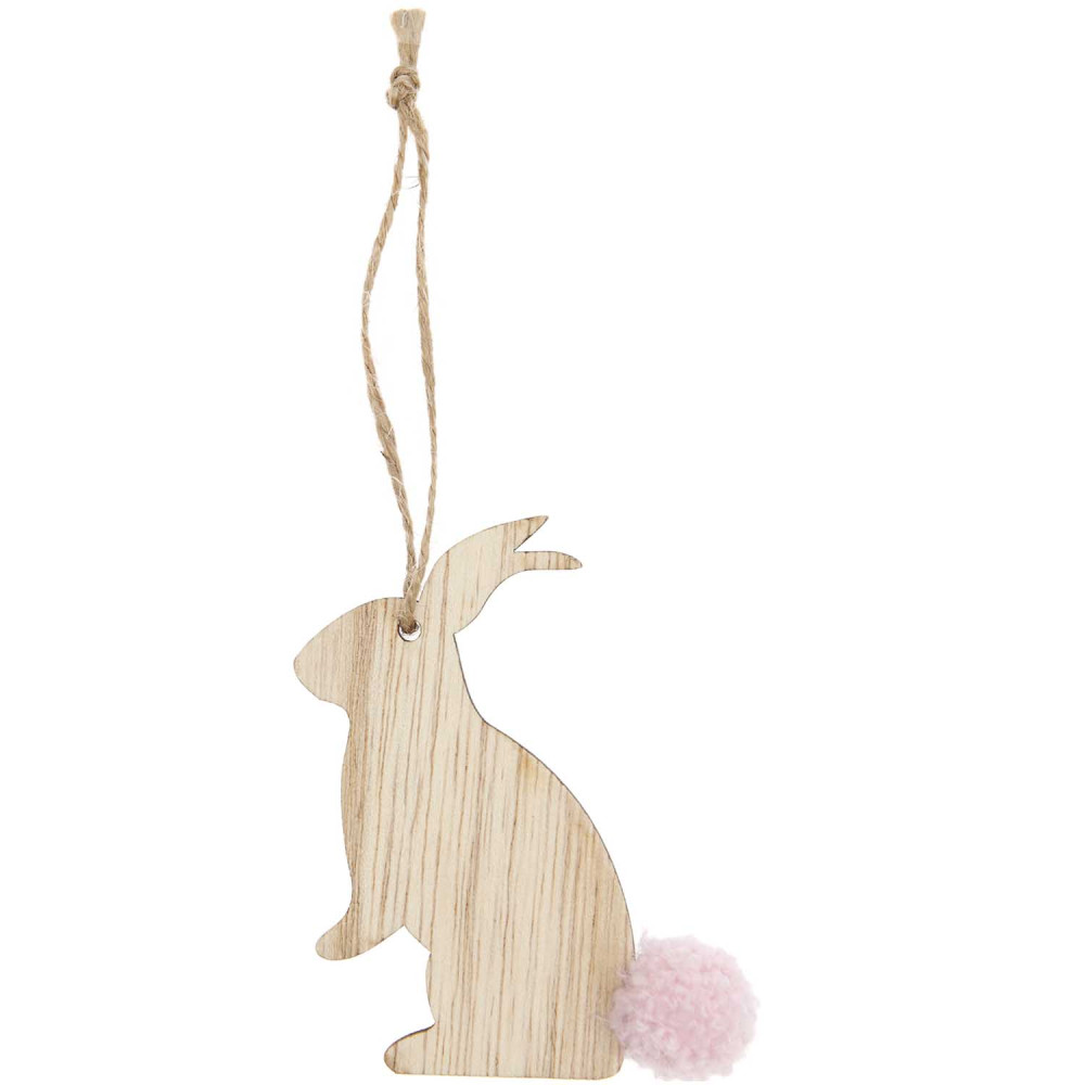 Wooden Bunny pendant decoration - Rico Design - 8 x 7,5 x 0,5 cm