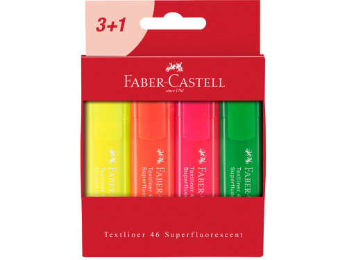 Zestaw zakreślaczy fluorescencyjnych 1546 - Faber-Castell - 4 kolory